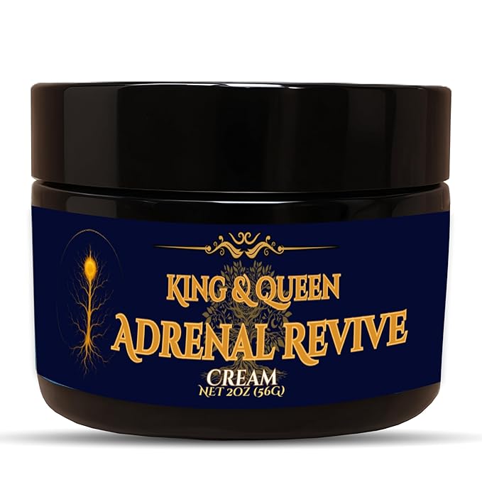 Adrenal &amp Cortisol Support Cream – Stress &amp Energy Balance | Ashwagandha Rhodiola Ginseng Magnesium | 2 oz – Adrenal Revive by King &amp Queen Wellness