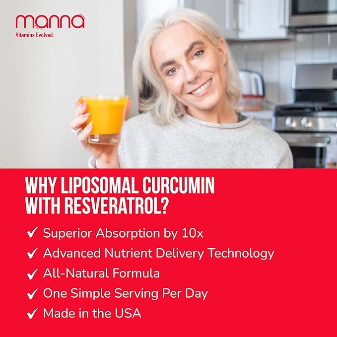 Manna Vitamins Evolved Curcumin with Resveratrol - Liposomal Curcumin Supplements