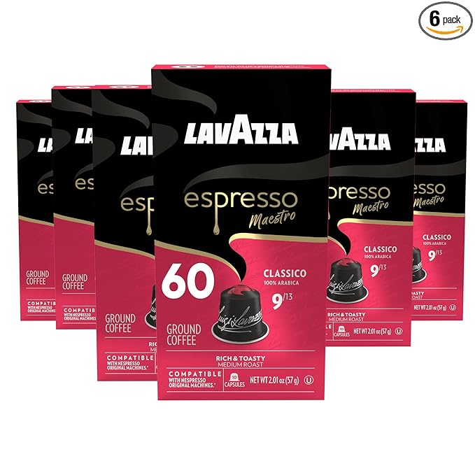 Lavazza Espresso Maestro Classico Aluminum Capsules Compatible with Nespresso* Original Machines Medium Espresso Roast 100% Arabica (60 Capsules)