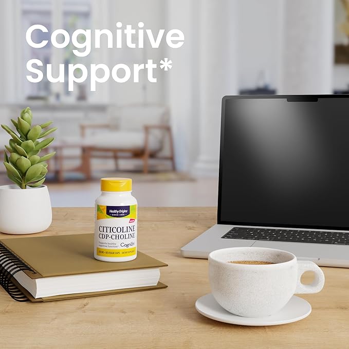 Healthy Origins Cognizin (Citicoline) 250 mg - Brain Supplement for Memory with Citicoline CDP Choline - Non-GMO Vegan &amp Gluten-Free Supplement - 60 Veggie Capsules