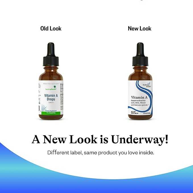 Seeking Health vitamin A Drops - Eye &amp Skin Health Supplement with Retinyl Palmitate - Liquid Vitamin Support with Antioxidant Support - Soy-Free &amp Gluten-Free - 1 fl oz 1500mcg (600 Servings
