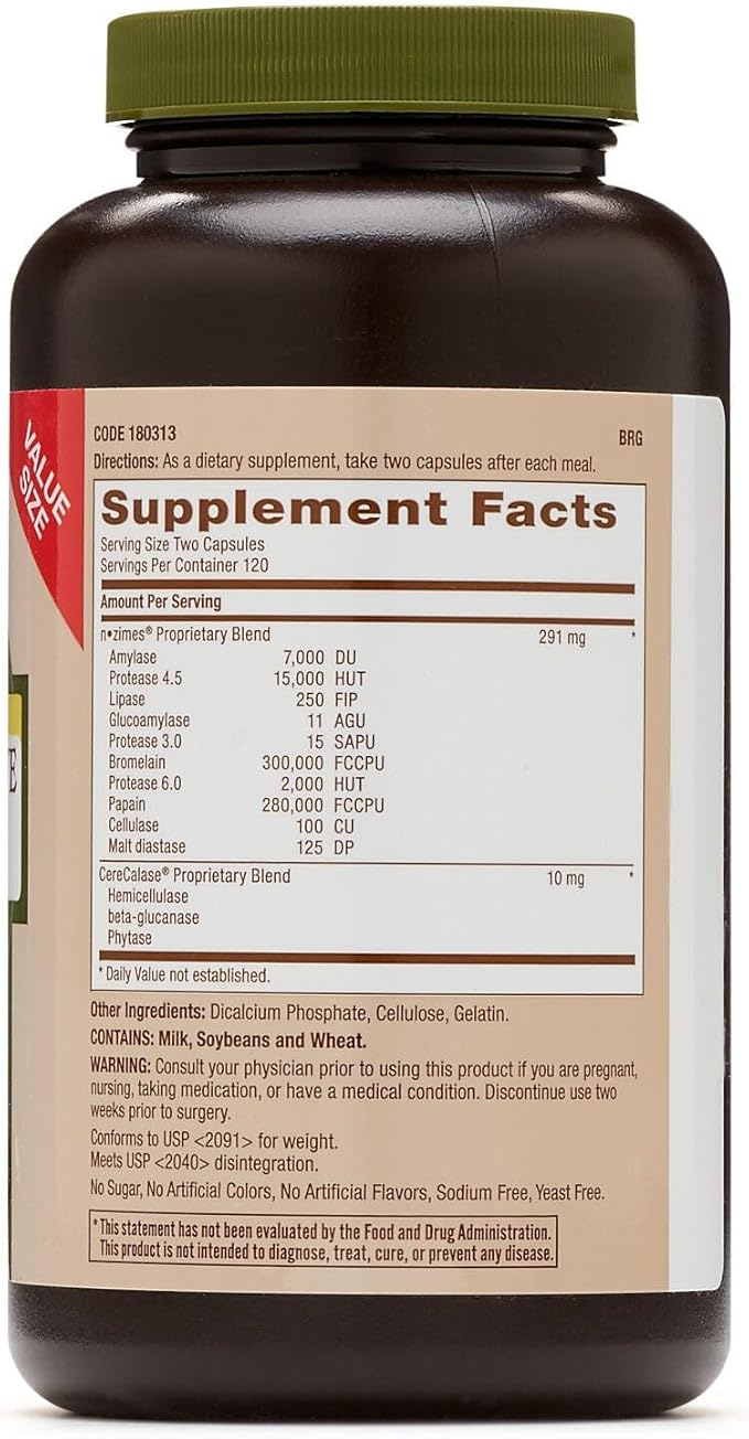 GNC Natural Brand Super Digestive Enzymes Supports Protein Carbohydrate and Fat Digestion 240 Capsules
