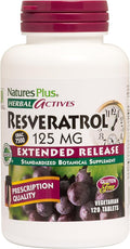 NaturesPlus Herbal Actives Resveratrol Extended Release - 120 Tablets - Vegetarian Gluten Free - 60 Servings