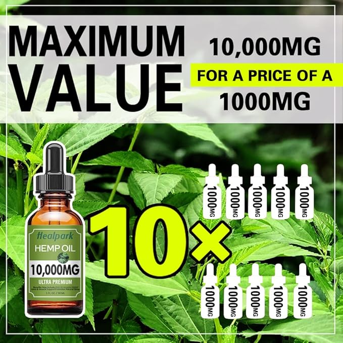 (2 Pack 10000mg) Hemp Oil - Natural Hemp Seed Extract Hemp Drops Rich in Vitamin &amp Omega 3 6 9
