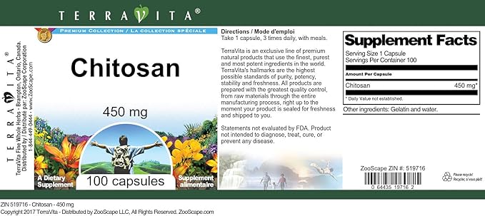 Chitosan - 450 mg (100 Capsules ZIN: 519716)