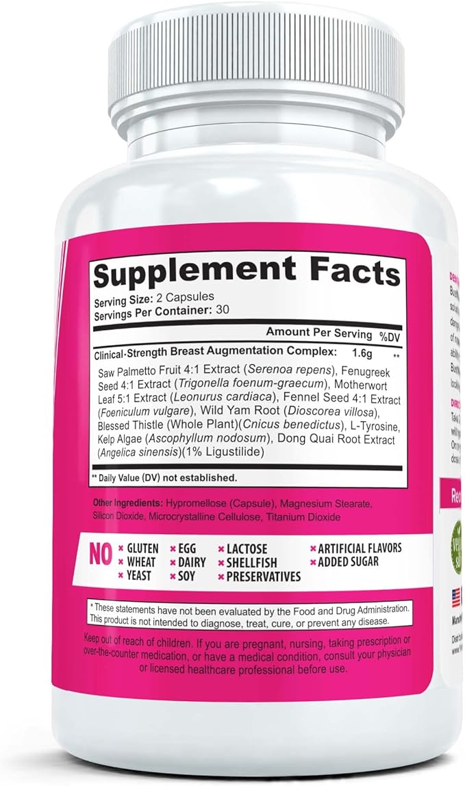 The Most Trusted Breast Enhancement Pills | Natural Breast Enlargement and Female Augmentation Supplement for Breast Growth 60 Capsules