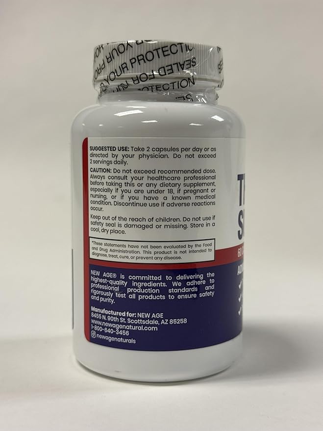NEW AGE Thyroid Support Supplement for Women &amp Men with Iodine B12 Zinc Selenium Ashwagandha Bladderwrack Turmeric Schisandra - Non-GMO - 180 Count