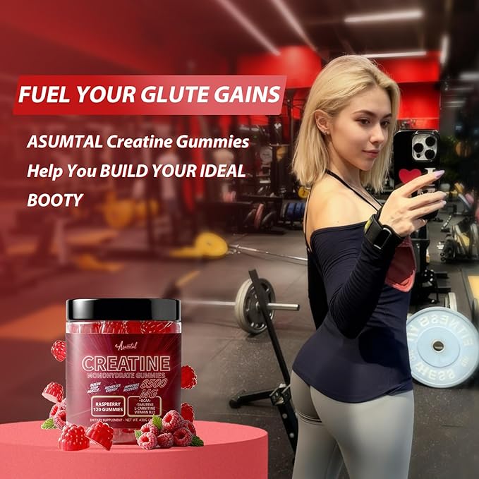Creatine Monohydrate Gummies Complex 8500 MG for Men &amp Women Creatine Monohydrate Supplement for Muscle Growth Strength &amp Energy Support Pre Workout Gummies 120 Count Raspberry Flavor
