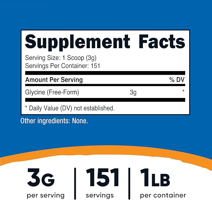 Nutricost Glycine Powder 1lb - Non-GMO Gluten Free