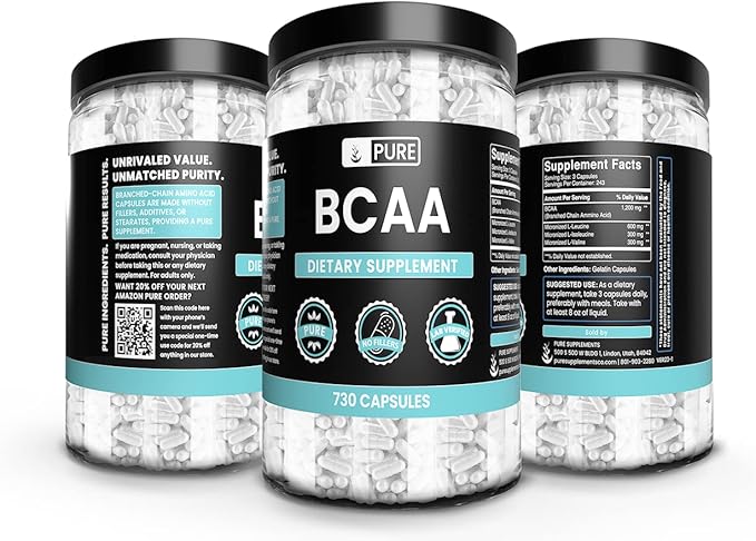 Pure Original Ingredients BCAA (730 Capsules) No Magnesium Or Rice Fillers Always Pure Lab Verified