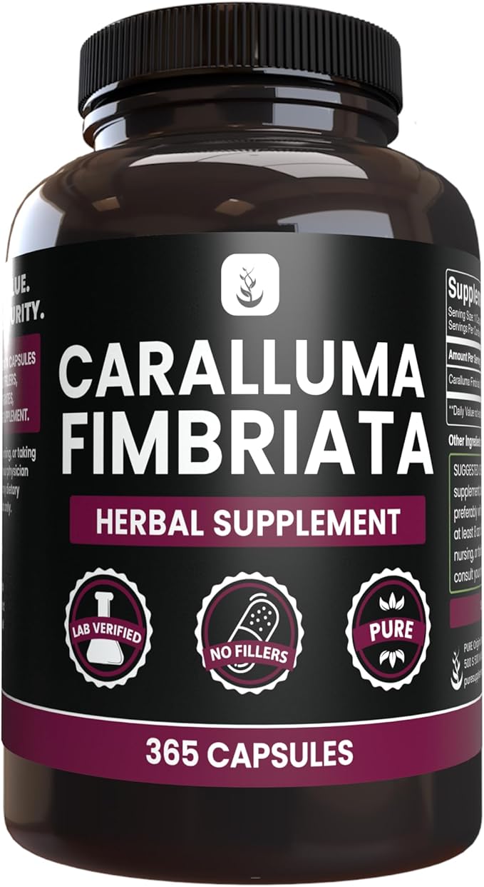 PURE ORIGINAL INGREDIENTS Caralluma Fimbriata (365 Capsules) No Magnesium Or Rice Fillers Always Pure Lab Verified