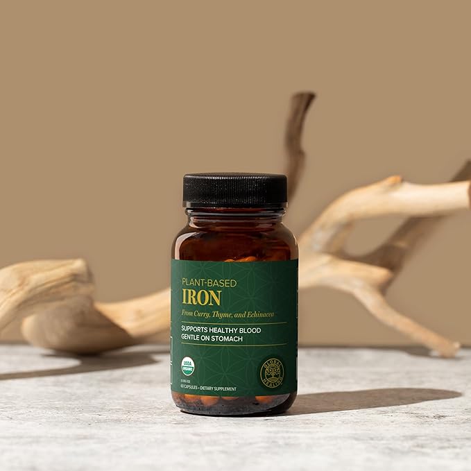 Global Healing Center Iron Supplement for Women and Men - Blood Builder Liquid Iron Vitamin with Curry Plant Extract - Natural Energy to Combat Fatigue Brain Health &amp Oxygen Level Support (2 Oz)
