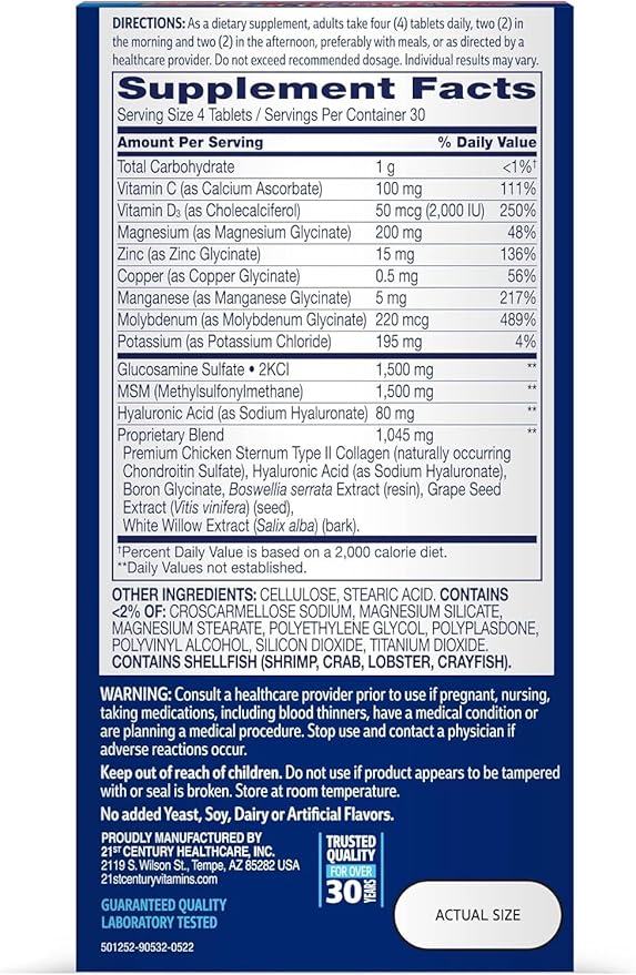 Glucosamine &amp Chondroitin MSM Advantage Tablets 120 Count