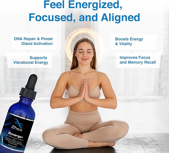 Zynergy Plus Colloidal Gold Liquid | All Natural Pure Monoatomic 24k Food Grade Mineral Au &amp Indium | Ormus Gold Oil Supports Pineal Gland Anti-Aging Meditation Yoga Third Eye