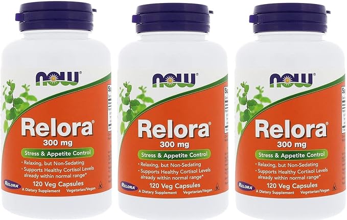 NOW Foods Relora 300 mg Veg-Capsules 120-Count (Pack of 3)