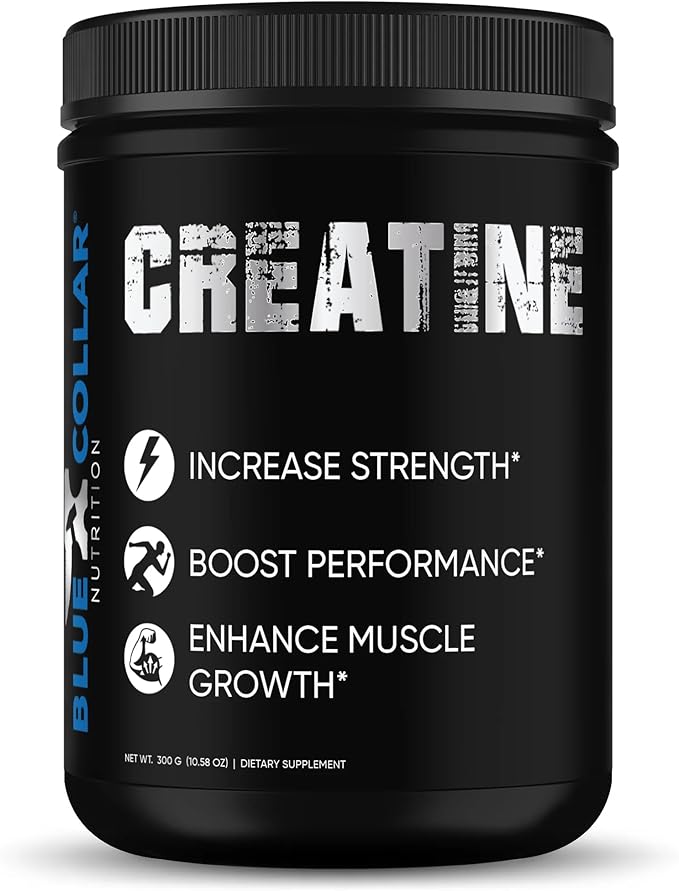 Blue Collar Nutrition Creatine Monohydrate – Easy Dissolves 300g Pre-Workout Unflavored Creatine Powder for Men Helps Boost Performance Increase Strength &amp Speed Up Muscle Recovery (60 Servings
