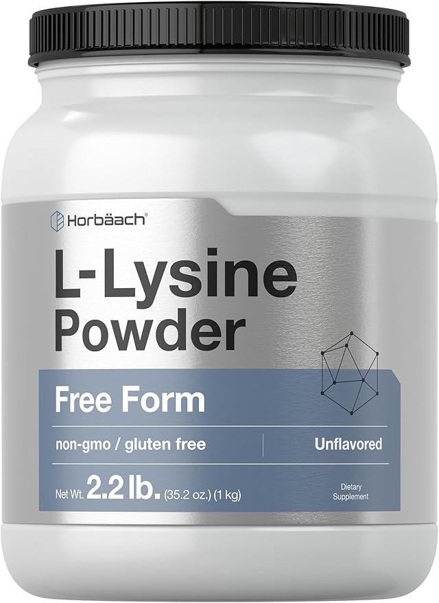 Horbäach L-Lysine Powder | 2.2 lbs | Unflavored Free Form Supplement | Vegetarian Non-GMO Gluten Free Formula