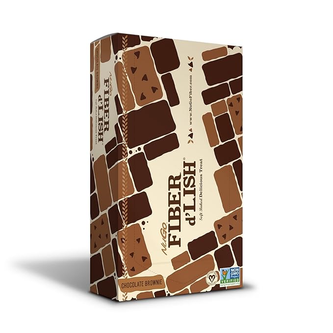 NuGo Fiber d'Lish Chocolate Brownie 12g High Fiber Vegan 150 Calories 16 Count