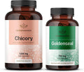 HERBAMAMA Chicory and Goldenseal Kit - Bundle of Chicory Root Capsules 250 &amp Goldenseal Root Capsules - Vegan Non-GMO Sugar &amp Alcohol-Free - 2 Pack