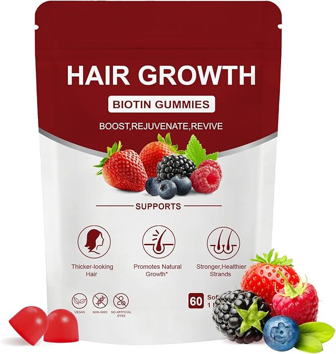 Lumin Hair Gummies with Biotin &amp Collagen Mixed Berry Flavor Supports Healthy Hair Growth &amp Strength Skin &amp Nails Vegan &amp Non-GMO 60 Gummies