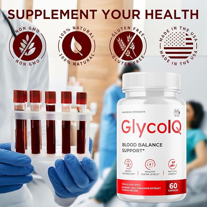 Glyco IQ Capsules Official GlycoIQ Blood Health Support Pills with All Natural Ingredients Glyco IQ Advanced Health &amp Wellness Support Formula with Premium Vitamins for Women &amp Men (60 Capsu
