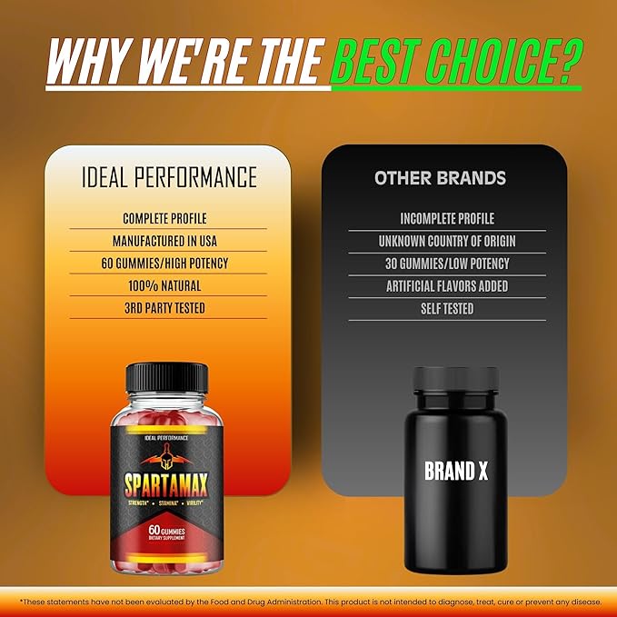 Spartamax Gummies Official Spartamax Supplement Gummy for Men - Maximum Strength All Natural Formula for Energy Stamina &amp Performance Advanced Formula Spar Tamax Support Reviews (2 Pack)