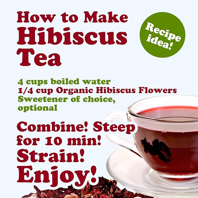 Food to Live Organic Hibiscus Flowers 8 Ounces – Whole Petals. Great for Herbal Tea. Non-GMO. Caffeine-free. Good Source of Vitamin C. Bulk. Kosher