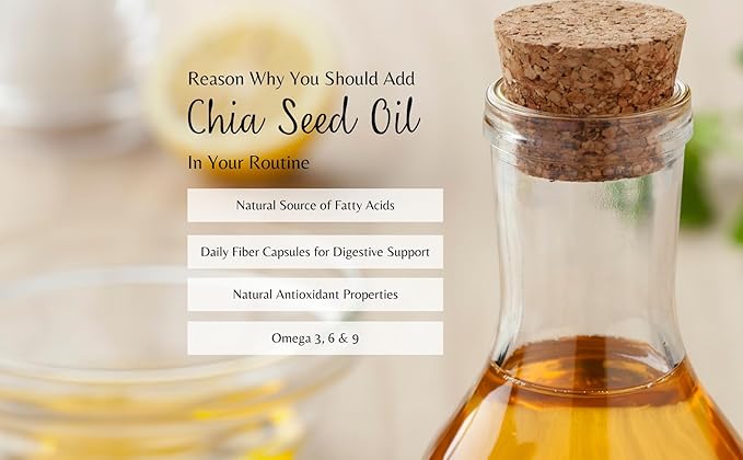 CHIA Seed Supplement - Omega 3 Supplement for Brain and Joint Health Plant-Based Chia Seeds Omegas 3 Protein chia Seeds Omega 3 and Fiber - 1 Bottle
