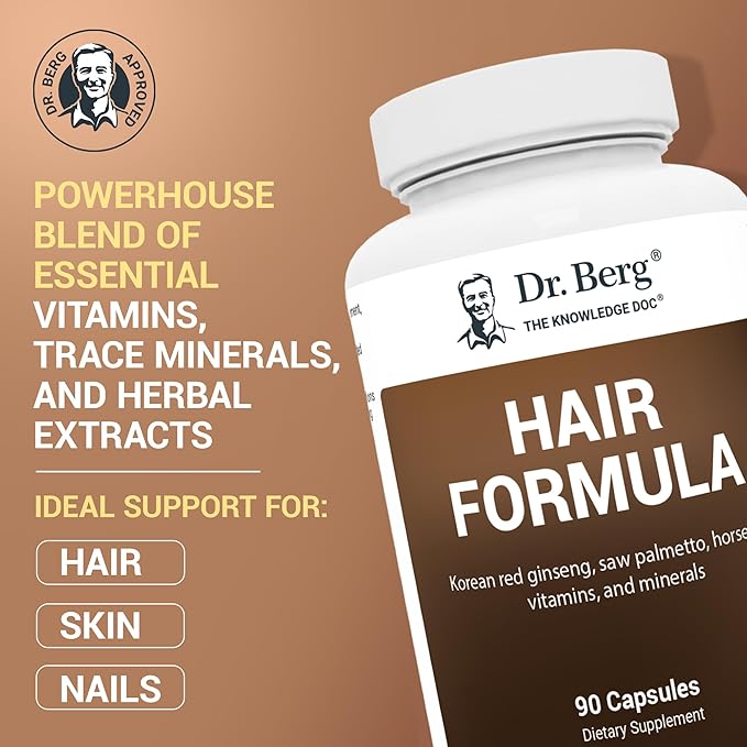 Dr. Berg All-in-One Vitamins for Hair Skin &amp Nails - Advanced Formula with Biotin Saw Palmetto DHT Blocker &amp Trace Minerals - 90 Veg Capsules