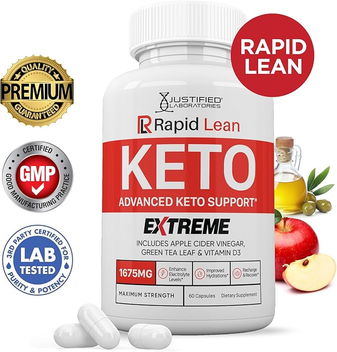 (10 Pack) Rapid Lean Keto ACV Extreme Pills 1675MG Keto Support Blend Capsule Alternative to Keto ACV Gummies Formulated with Apple Cider Vinegar Extra Virgin Olive Oil Powder Green Tea 600 Capsules