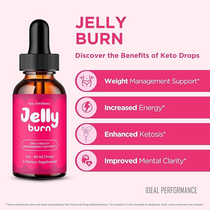 Jelly Burn Drops Official Jelly Burn Supplement Drops with All Natural Ingredients - Maximum Strength Advanced Formula Overall Health &amp Wellness Premium JellyBurn Droppers Support Reviews (2 Pa