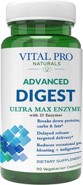 Vital Pro Naturals – Advanced Digest Natural Digestive Enzyme Supports The Breakdown of Proteins Fats and Carbohydrates and Reduces Occasional Gas Bloating and Indigestion 90 Capsules