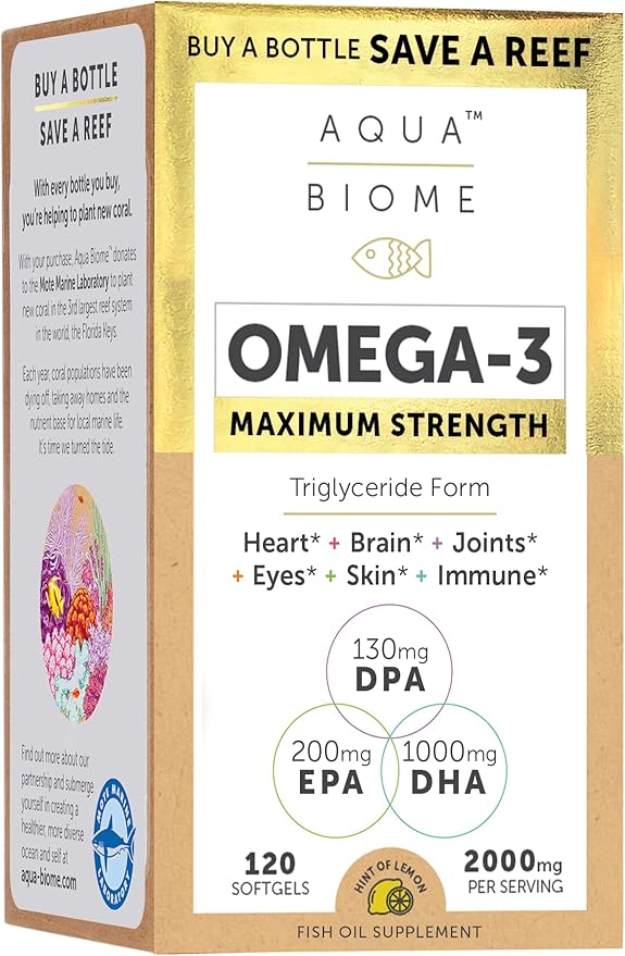 Enzymedica Aqua Biome Fish Oil Maximum Strength 120 Count