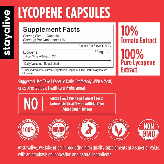 STAYALIVE Lycopene and Pygeum Bundle with Saw Palmetto Pumpkin Seed and Zinc 240 Vegan Pills Non-GMO &amp Gluten Free Men's Health Supplement