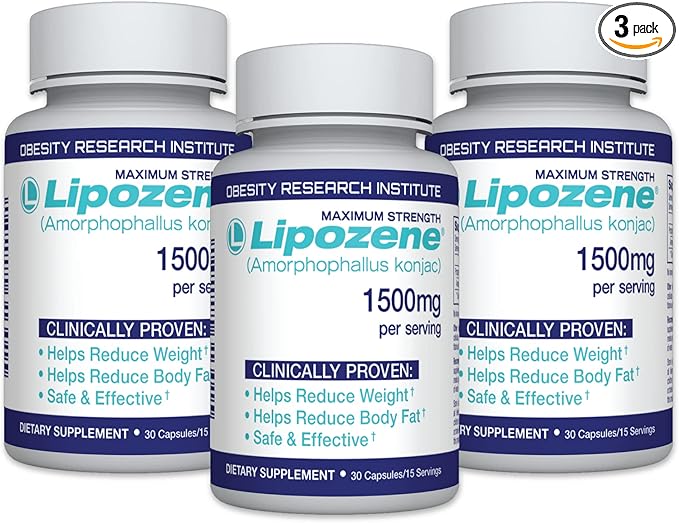 Lipozene Diet Pills - Weight Loss Supplement - Three 30-Capsule Bottles 90 Capsules Total