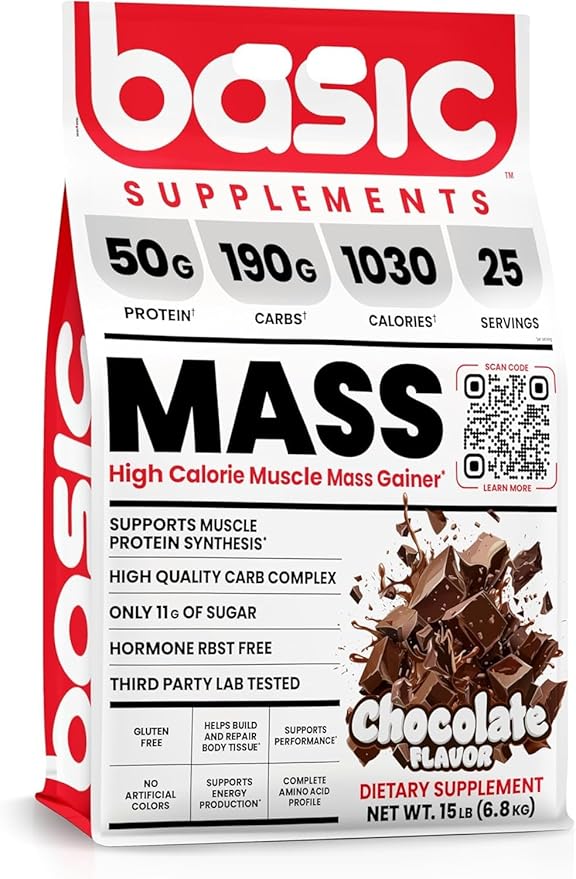 Mass Gainer Protein Powder Supports Muscle Growth &amp Recovery 50g Protein 190g Carbs 1030 Calories Gluten-Free RBST-Free No Artificial Colors