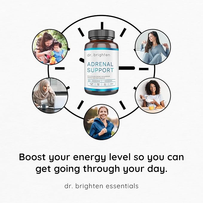 Dr. Brighten Adrenal Support - Dietary Supplement with Ashwagandha to Support Healthy Energy Levels and Stress Response (60 Count)