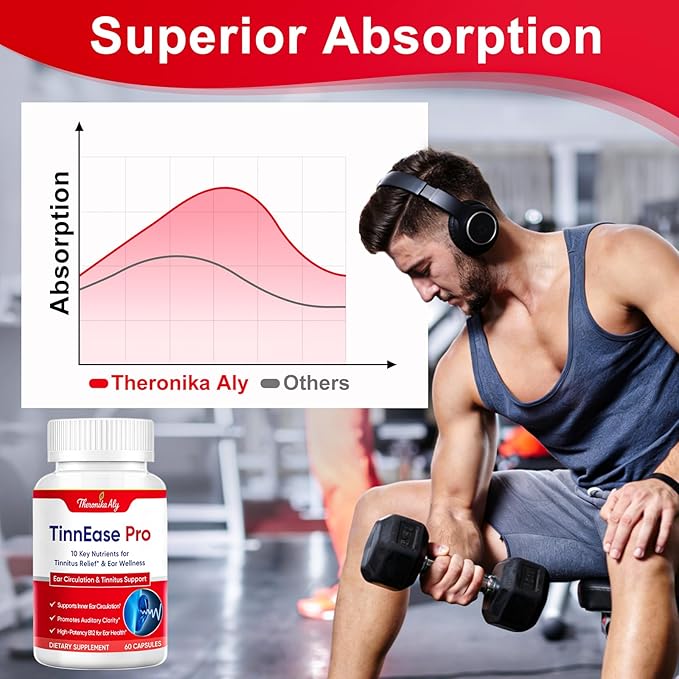 Tinnitus Relief Capsules for Ringing Ears - Tinnitus Supplement Extra Strength Formula with Flavonoids High-Potency B12 &amp Phosphatidylserine Supports Inner Ear Wellness 60 Capsules