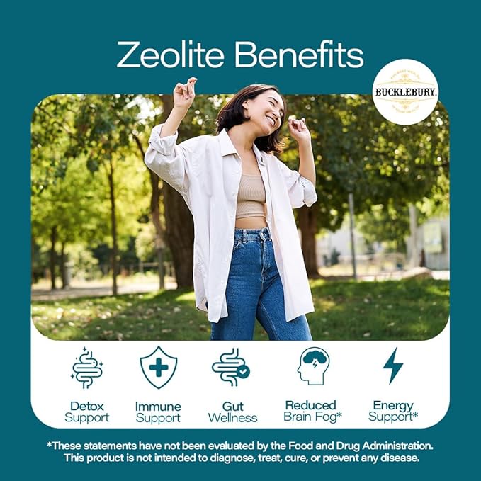 BUCKLEBURY Micronized Zeolite Capsules - Mineral Zeolite Detox for Adults - Supports Immune System Metabolism &amp Digestive Health - Advanced Formula for Men &amp Women - 90 Vegan Capsules