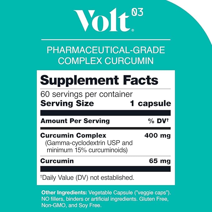 Volt03 Turmeric Curcumin (60 Capsules) + GlucodOX AMPK Activator (60 Capsules) – Complete Wellness Bundle for Joint Health Metabolic Balance Energy &amp Immune Support with Organic Ingredients