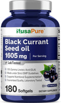 NusaPure Black Currant Seed Oil 1605 mg Gamma Linoleic Acid (GLA) 15% 180 Softgels (Non-GMO Soyfree)