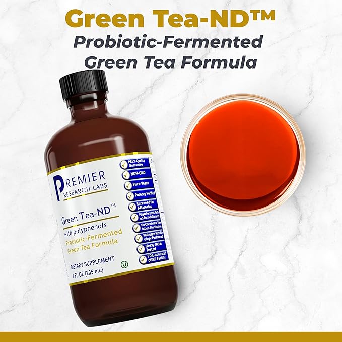 Premier Research Labs Green Tea-ND - Probiotic Fermented Green Tea Extract Supplement with ECGC Camellia Sinensis Liquid Supplement Drops for Adults Vegan Friendly - 8 Fl Oz Bottle
