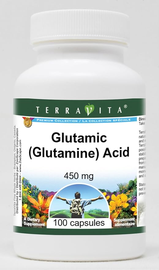 Glutamic (Glutamine) Acid - 450 mg (100 Capsules ZIN: 513331)