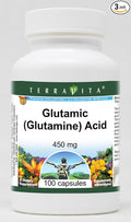 Glutamic (Glutamine) Acid - 450 mg (100 Capsules ZIN: 513331) - 3 Pack