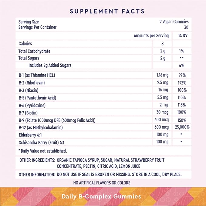 Introducing Daily B-Complex Gummies: Nerve Brain &amp Metabolism - Supports Healthy Brain Function - Powerful Antioxidant Support