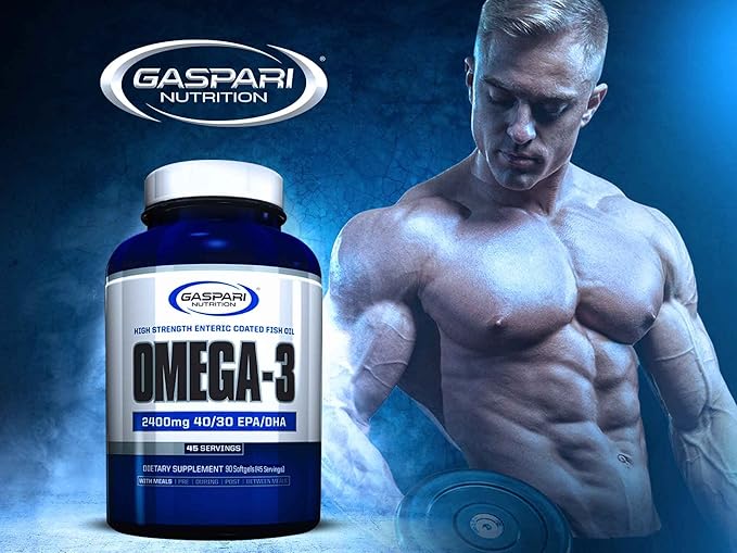 Gaspari Nutrition Omega-3 High Strength Enertic Coated Fish Oil Increased Bioavailability EPA and DHA 2400mg Softgels (60 Count)