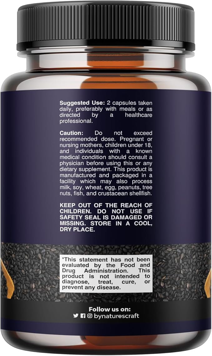 Cold Pressed Black Seed Oil Capsules - Vegan Nigella Sativa Black Cumin Seed Oil Capsules with Omega 3 6 9 Antioxidants and Thymoquinone for Hair Growth Immune Support Joint Health and Digestion 120ct