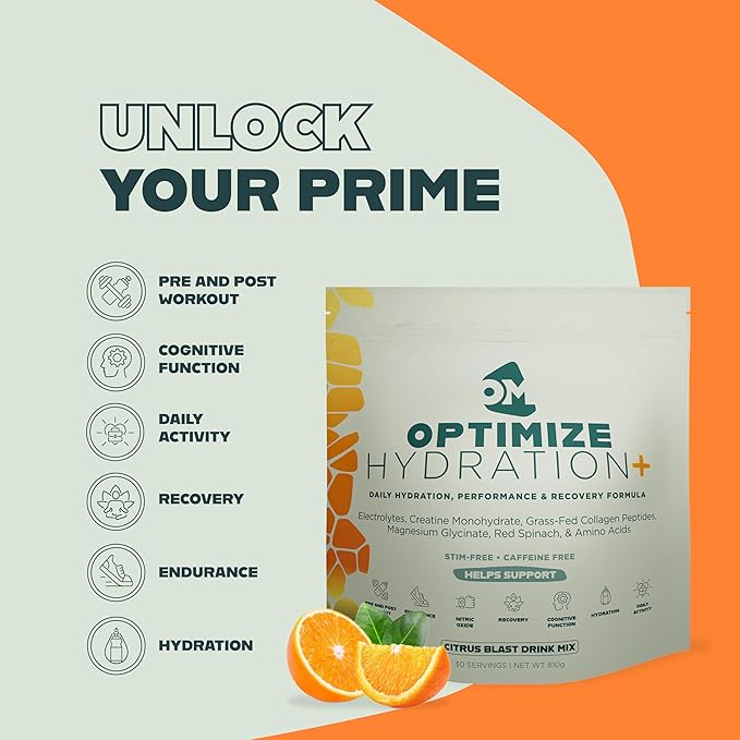 Optimize Minerals Citrus Blast Hydration | All in-One Supplement Pack Ionic Trace Mineral Blend Electrolyte and Micronutrient Support