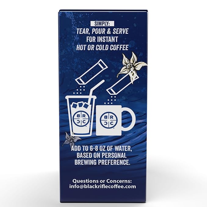 Black Rifle Coffee Company Instant Coffee Sticks - Roasted Blend Made from Pure Arabica Beans - Colombian &amp Brazilian Beans - Veteran Founded &amp American Made (Vanilla Bomb 48 Count)