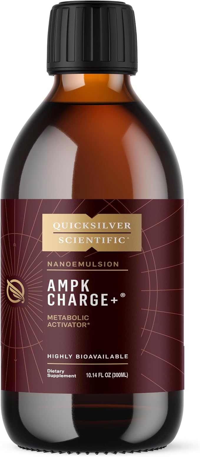 Quicksilver Scientific AMPK Charge+ - Support The Benefits of Intermittent Fasting Carb Restrictive + Keto Protocols - Promotes Energy Production Fat Breakdown + Healthy Aging (10.14oz / 300ml)
